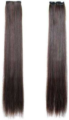 DreamExim Double Clip Human  Streaks (Natural Black) Pack Of 1 Hair Extension