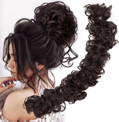 BeClassy Women Messy Long Frill For Ponytail And Juda Maker Elastic Stretchable-30 Inch Hair Extension