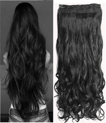 JAI AND JASH GUPTA Curly/Wavy  Extensions in Synthetic in 24 inch,5 Clips in For women Hair Extension