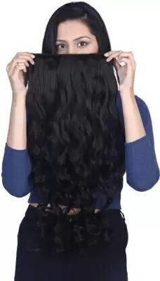 Getvock Silky Soft Extensions And Wigs Women Curly/Wavy Extension 5 Clips in Black Hair Extension
