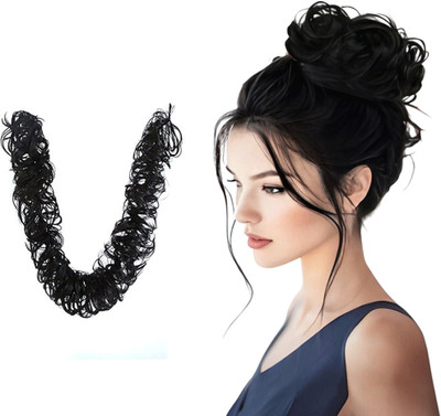 VIVIAN Black Elastic Long  Frill, 50 Grams Hair Extension
