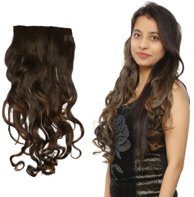 EASYOUNG 5 Clip in Natural curly Wavy Extension 24 Inch, Golden Highlight  Extension Hair Extension