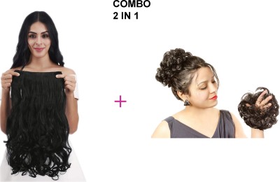 Ritzkart Combo Curly Black  Extension With Curly  Bun For Wedding.(2 in 1) Hair Extension