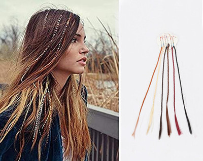 Ritzkart Set of 6 Pcs Braid Style Coloured  Streak Extension For Girls And Women Hair Extension