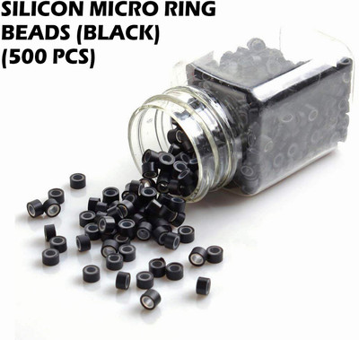 DreamExim 500 PC Micro Ring For Itip Extension With Silicone Micro Rings (black) Hair Extension