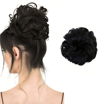 VIVIAN 1PCS Messy Bun  Piece Synthetic  Extension With Elastic Rubber Black Hair Extension