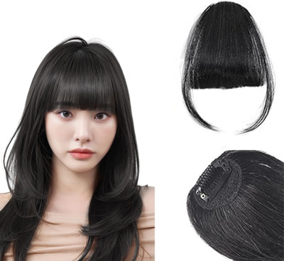 Blushia Clip in Bangs- Synthetic  Bangs Clip in  Extensions Wispy, Black Hair Extension