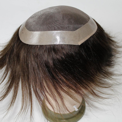 Ritzkart Normal Base Human  (9x6) Mono filament Regular Men'S  Patch -Brown Hair Extension