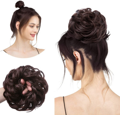 Sheetal Trader Large Messy Bun  Piece Wavy Curly Scrunchies Synthetic  Extensions Hair Extension