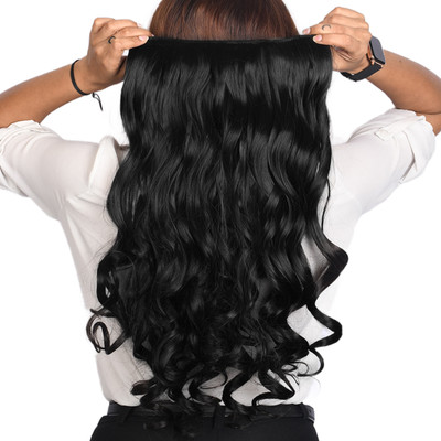A H S High Quality Clip In Synthetic Curly Black Hair Extension