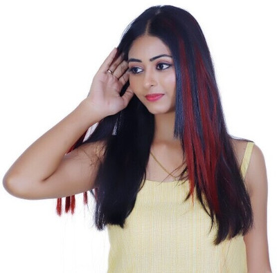 NEAAMA HAIR AND BEYOND Single Clip Colored  Streak Extension With Clip In Straight Piece Highlights Hair Extension