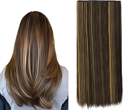 Pinaka Synthetic  Highlight Hole Extensions 5 Clips Based 24 inch Hair Extension
