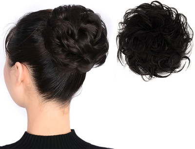 Pinaka 1PCS Messy Bun  Piece Synthetic  Extension (Black Color) Hair Extension