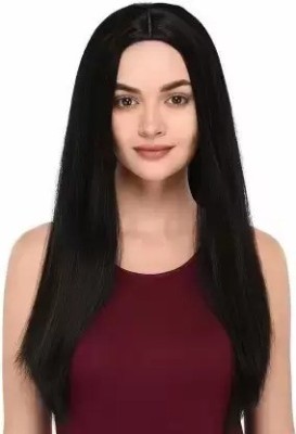 Hymaa Black Straight Middle Part Wig For Women & Girl (Free Wig Cap) Hair Extension