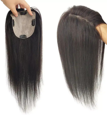 GROWTH 4x4 Silk Based Natural Black Human  Topper–14 Inch for Fuller Thick Coverage Hair Extension