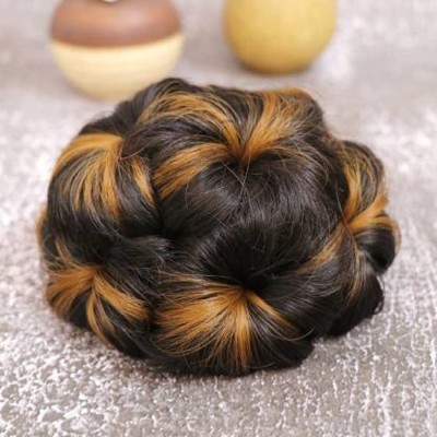 Views Designer Golden Highlighted  Juda Bun Claw Clip in  Extensions Hair Extension