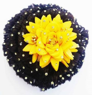 Sheny Yellow flower stylish brown hair bun for women Hair Extension