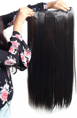 Ritzkart Synthetic  Extension Natural Black MAROON highlight Hair Extension