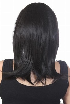 TRESS Synthetic Straight Long Black Wig Middle Part Wig for Women Hair Extension