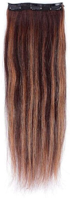 RefynHair Women human hair clip in 14 inch long 3 clips highlight hair volumizer extension Hair Extension