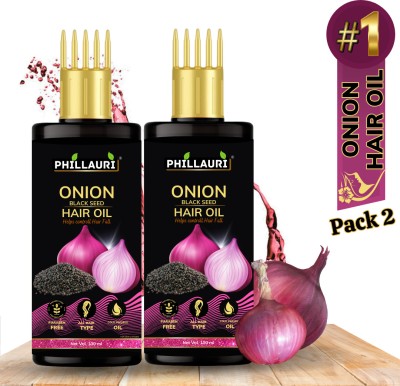 Phillauri Onion Oil - Black Seed Onion Hair Oil - WITH COMB APPLICATOR Hair Oil(200 ml)