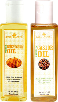PARK DANIEL Organic Wheatgerm oil and Castor oil combo pack of 2 bottles of 100 ml(200 ml) Hair Oil(200 ml)