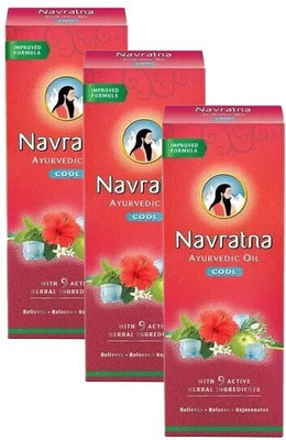 Navratna Ayurvedic Cool Oil - 200ml (Pack Of 3) Hair Oil(600 ml)