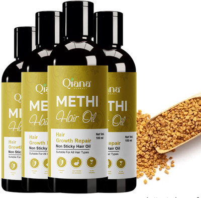 Qiana Methi Hair Oil – Natural Hair Rejuvenation Oil - Pack of 4 Hair Oil(100 ml)