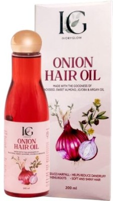 IVORYGLOW IG Onion Hair Oil, 200ml, With Sweet Almond, Jojoba & Argan Oil, Reduces Dandruf Hair Oil(200 ml)