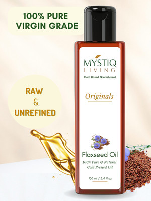 Mystiq Living Flaxseed Oil (Cold Pressed) For Skin and Body Massage Hair Oil(100 ml)