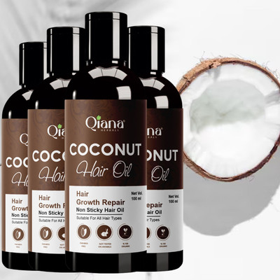 Qiana Coconut Hair Oil – Herbal Therapy for Scalp - Pack of 4 Hair Oil(100 ml)