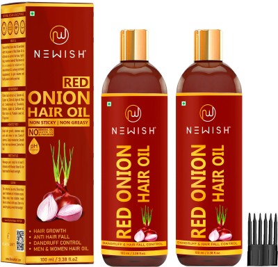 NEWISH : Red Onion Oil for Hair Regrowth Bio Active Hair Oil Nourshing Hair Treatment With Real Onion Extract Intensive Hair Fall Dandruff Treatment Each 100 ml (Pack of 2) Hair Oil(200 ml)