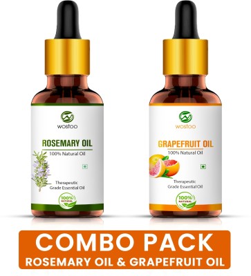 Wostoo Rosemary & Grapefruit Pure and Natural Essential Oils 15ml (Pack of 2) Hair Oil(30 ml)