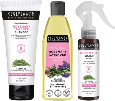 Soulflower Rosemary Hair Growth Kit for Hair Growth, Hair Fall Control and Damaged Hair Hair Oil(420 ml)