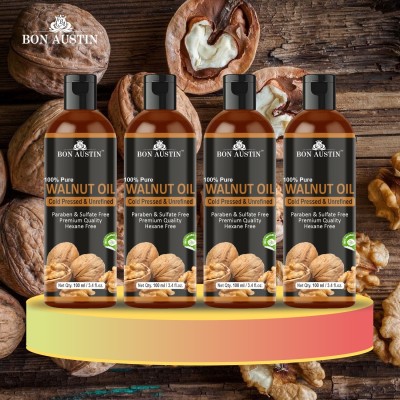 Bon Austin Premium Walnut Herbal Hair Oil For Hair Growth and Anti Hair Fall Combo Pack Of 4 Bottle of 100 ml(400ml) Hair Oil(400 ml)