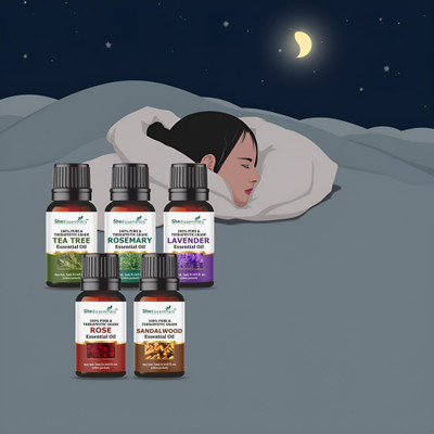 Earth Science Ayurveda Essential Oil Starter Pack of 5 – Lavender, Sandalwood, Rose, Tea Tree, Rosemary Hair Oil(25 ml)