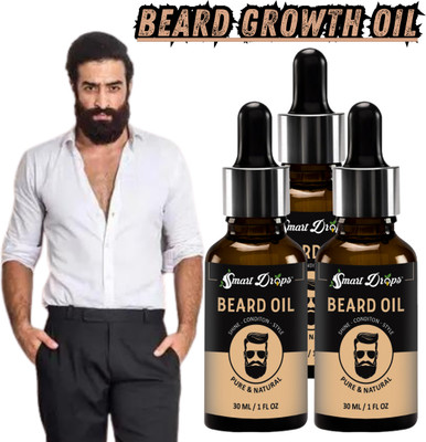 smartdrops Beard Growth Oil 30ML - For Faster Beard Growth & Patchy Beard Hair Oil(90 ml)