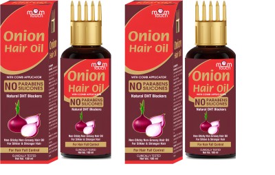 mom touch Onion Oil Black Seed Onion Hair Oil Controls Hair Fall NO Mineral Oil Pack of 2 Hair Oil(200 ml)