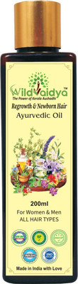 WILDVAIDYA Ayurvedic Hair Regrowth Oil, New Born Hair & Reduces Hair fall, 4X Care Formula Hair Oil(200 ml)