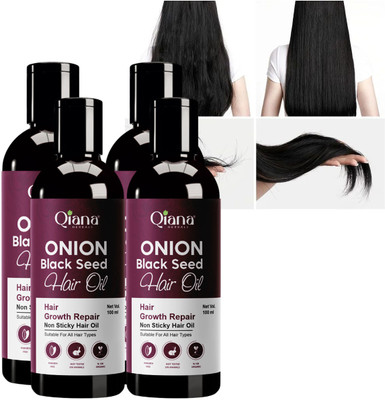 Qiana Onion Oil – Hair Shine & Protection, 100ml (Pack of 4) Hair Oil(100 ml)
