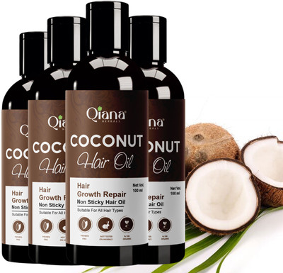 Qiana Coconut Hair Oil – Pure Coconut for Hair Health - Pack of 4 Hair Oil(100 ml)