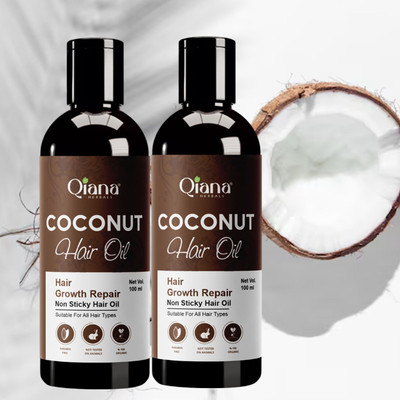 Qiana Coconut Hair Oil – Herbal Therapy for Scalp - Pack of 2 Hair Oil(100 ml)
