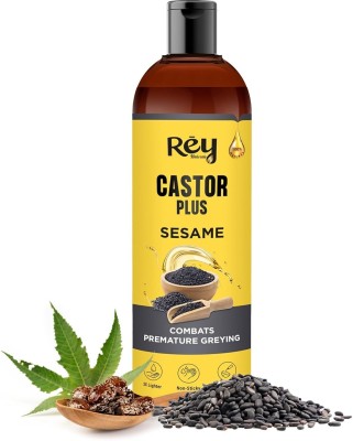 Rey Naturals Premixed Castor Plus Sesame Hair Growth Oil | Combats Premature Greying |Natural Hair Oil(200 ml)