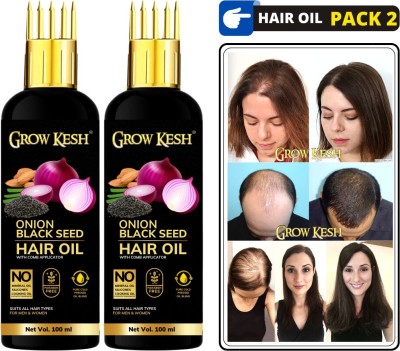 Growkesh Onion Hair Oil for Hair Growth and Hair Fall Control Hair Oil With Comb 100ml Hair Oil(200 ml)