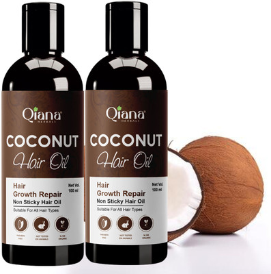 Qiana Coconut Hair Oil – Fresh Coconut Nourishment - Pack of 2 Hair Oil(100 ml)