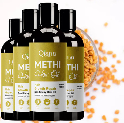 Qiana Methi Hair Oil – Repairs Damaged Hair Naturally - Pack of 4 Hair Oil(100 ml)