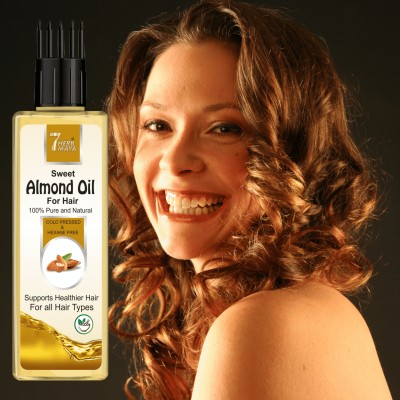 7Herbmaya Cold Pressed - Almond Oil Hair Oil for healthy hair growth and deep nourishment Hair Oil(100 ml)