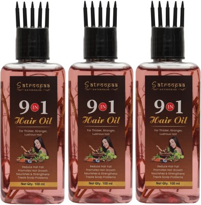 satroopaa Absolute Replenishment 9 In 1 Hair Oil | Paraben Free (100 ML Pack of 3) Hair Oil(300 ml)