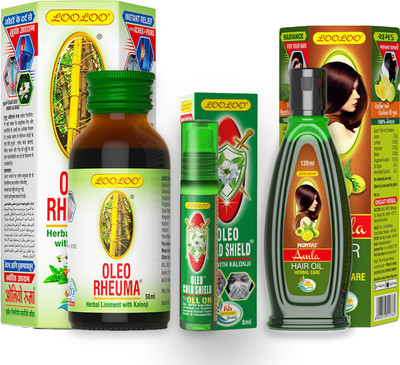 looloo Mumtaz Amla Hair Oil-120ml|Oleo Cold Shield Oil-8ml|Oleo Rheuma Oil Herbal-50ml(3 Items in the set)