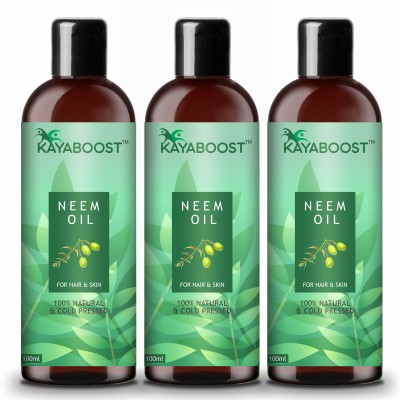 KAYABOOST Pure Cold Pressed Neem Oil for Skin & Hair (Pack of 3) Hair Oil(300 ml)